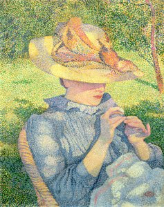 草帽，1890年 作者 范·雷塞尔伯格（Théovan Rysselberghe）